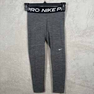Nike Pro Dri-Fit Leggings Womens Size Small Gray Black Mesh Panel Crop‎ Mid-Rise